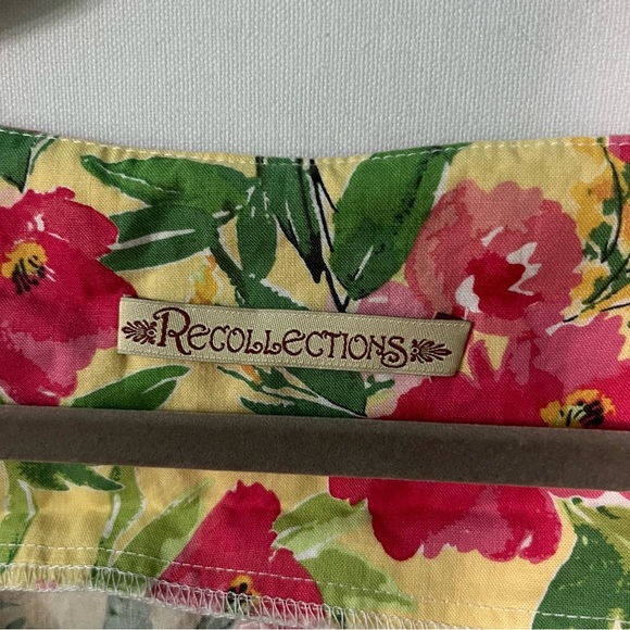 Recollections dress Medium Yellow pink floral Retro 50s womens 100% Cotton USA - Picture 6 of 11